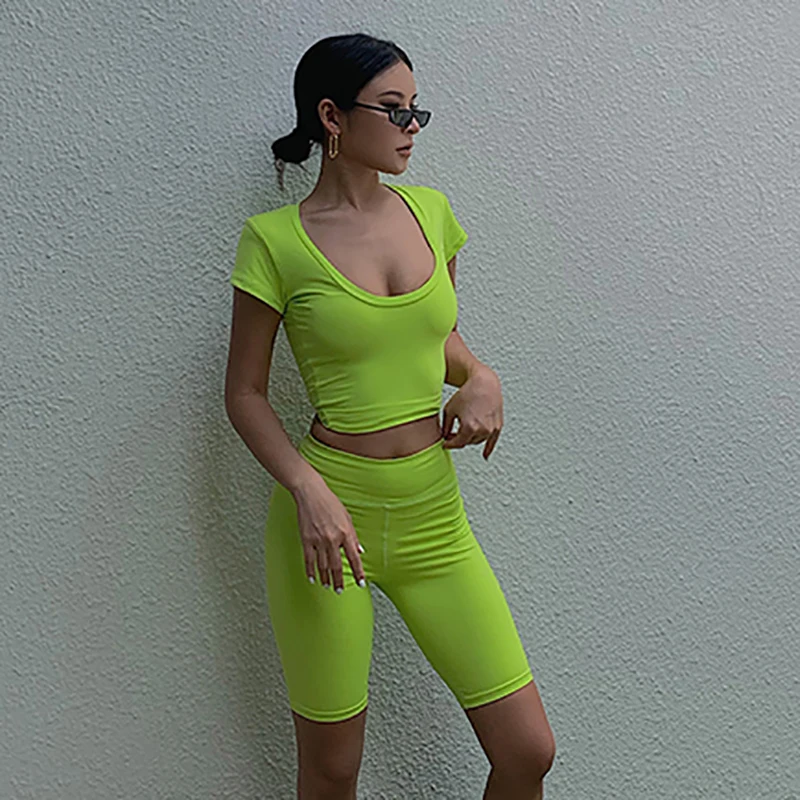 

2PCS Push Up Low-cut Women Yoga Set Slim Tank Top Gym Bodysuit Fitness Workout Running Shorts Sports High Waist Pant For Ladies