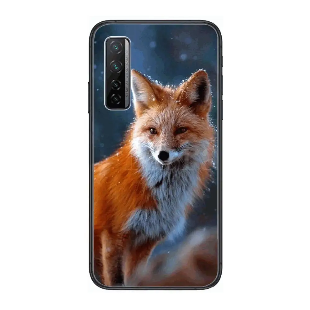 

Back Trend Fox Cute Anima Phone Case For Huawei mate 40 30 10 20 40 8 9 Lite Z Pro Black Etui 3D Coque Painting Hoesjes 5g bla