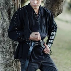 Средневековый Косплей Костюм скандинавский Викинг Пиратская мода Мужская бандажная рубашка с длинным рукавом Ренессанс рыцарь панк Мужская рубашка воина