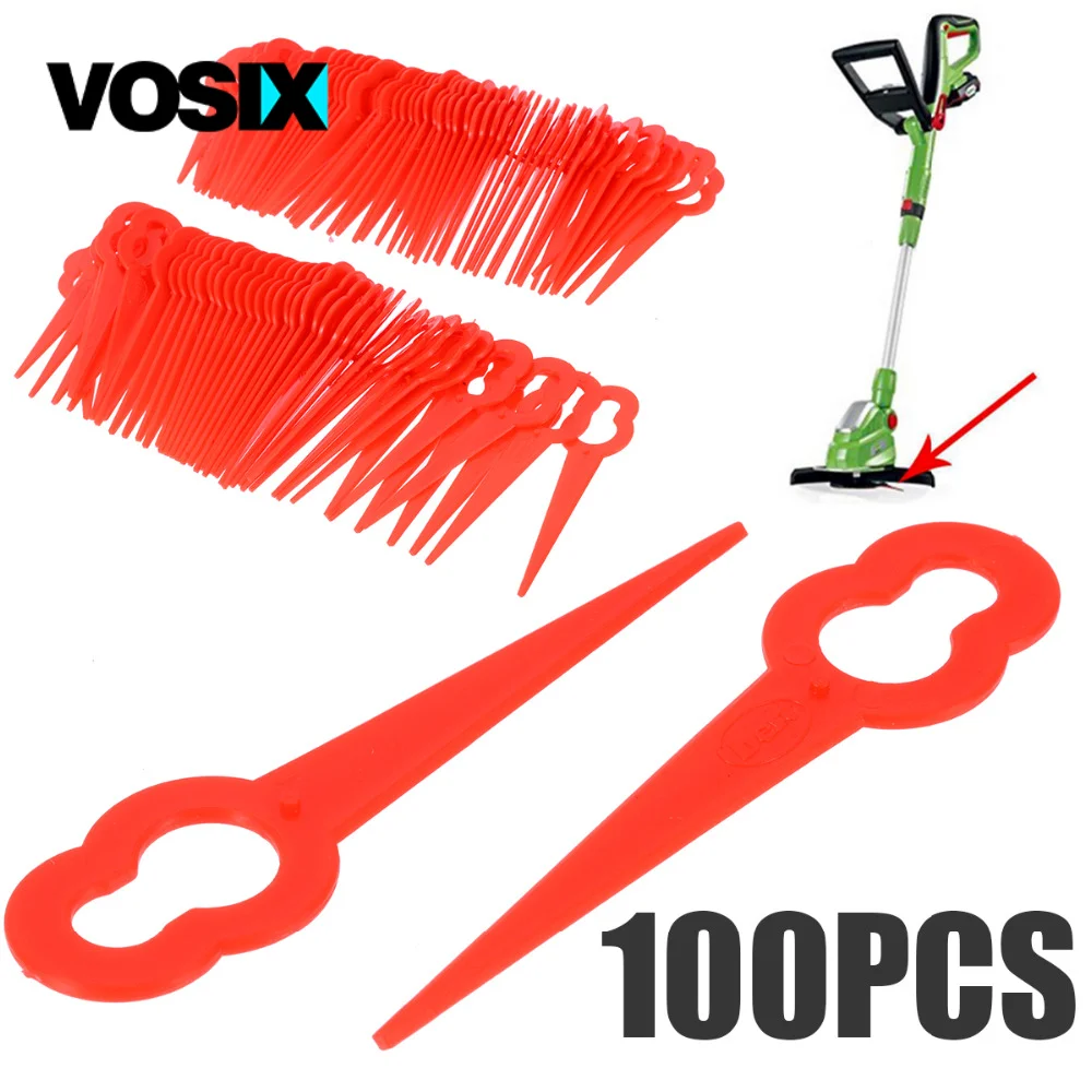 

100Pcs Plastic Replacement Grass Trimmer Blade Fits Plastic Grass Trimmer Blades Mower Replacement For Cordless Grass Trimmer