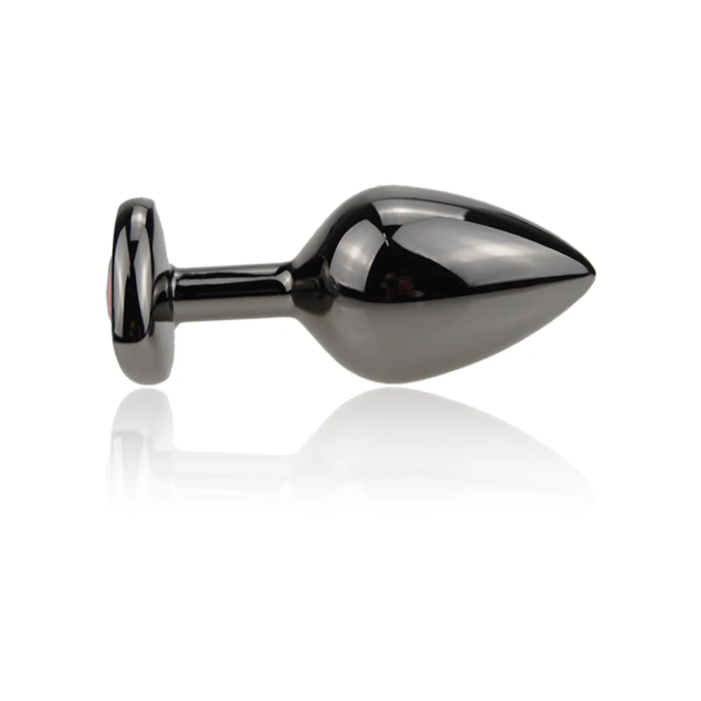 Intimate Gun Black Metal Anal Plug Heart Crystal Base Mooth Butt Vibrator Bead Couple Anus Dilator Toys for Women | Красота и