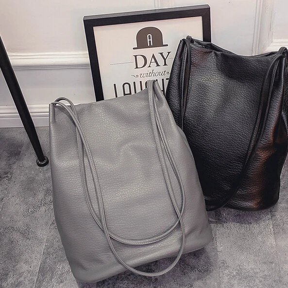 Черная сумка через плечо женские кожаные сумки Большая вместительная женская