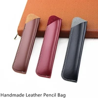 genuine leather pen bag pouch cowhide pencil bag case holder vintage retro style accessories for notebook