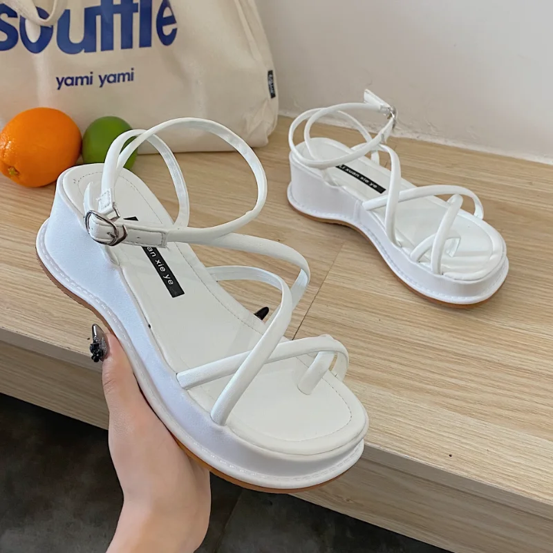 

Summer Shoes Women Sandals 2021 Fashion Wedges Clip Toe Sandal Lady Chunky High Heels Shoes for Women Gladiator Platform Sandals
