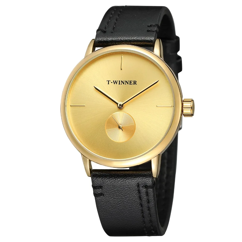 Мужские автоматические часы золотистые сетчатые с маленьким циферблатом секунд