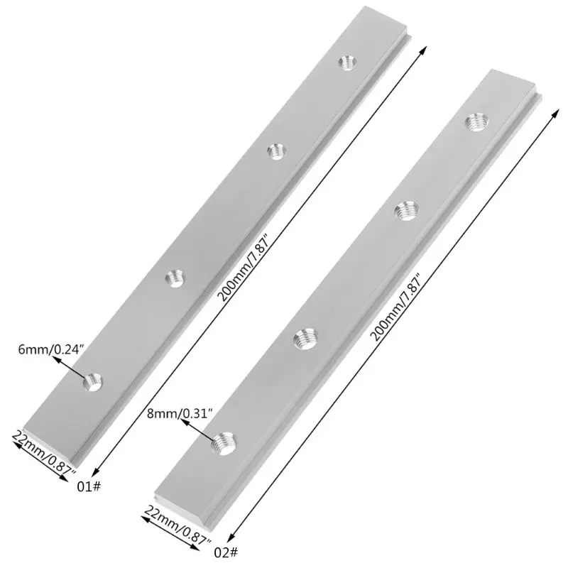 

M6 200mm Slide Slab T Track Slot For T-slot Miter Track Fixture Slot Router Table Woodworking Tools