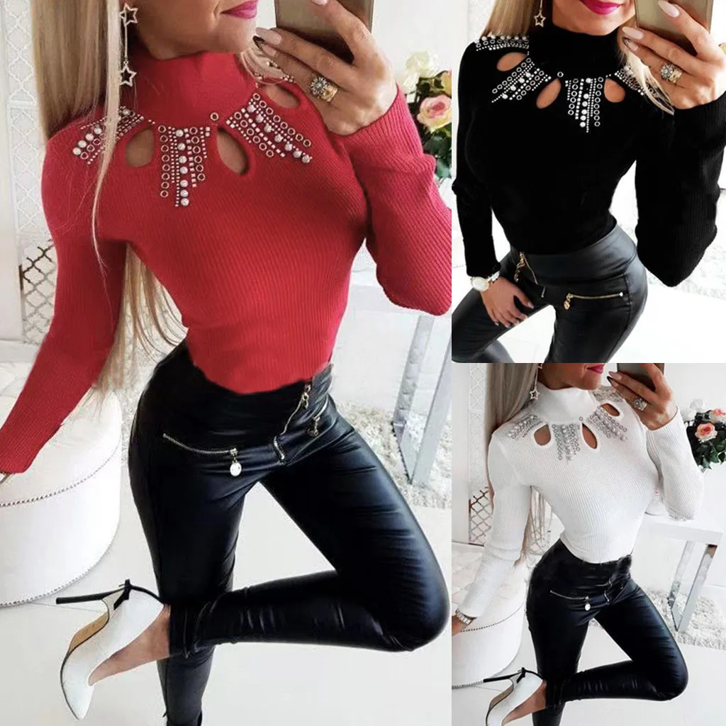 2019 осенне-зимний женский трикотажный Готический Модный пуловер Femme с