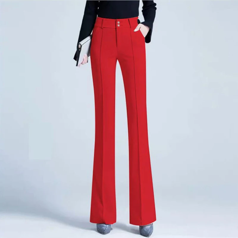 

Модные Узкие расклешенные брюки с высокой талией, женские классические офисные брюки, весенние Костюмные брюки в Корейском стиле, женские б...