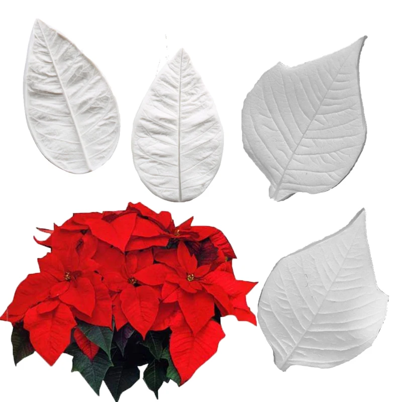 Формочка для цветов и листьев Poinsettia силиконовая форма инструмент украшения
