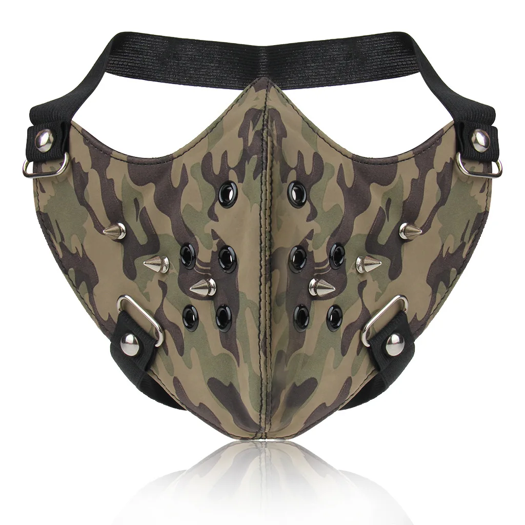 Крутая мотоциклетная маска из ПУ кожи панк с заклепками полумаска для лица