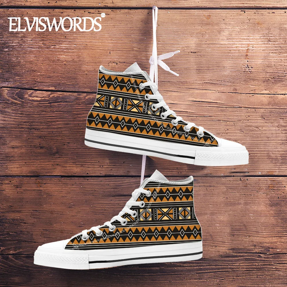 

2020 New Fashion Sport Sneaker Women Men African Print Vulcanized Shoes High-Top Comfortable Canvas Brand Design Shoes mujer