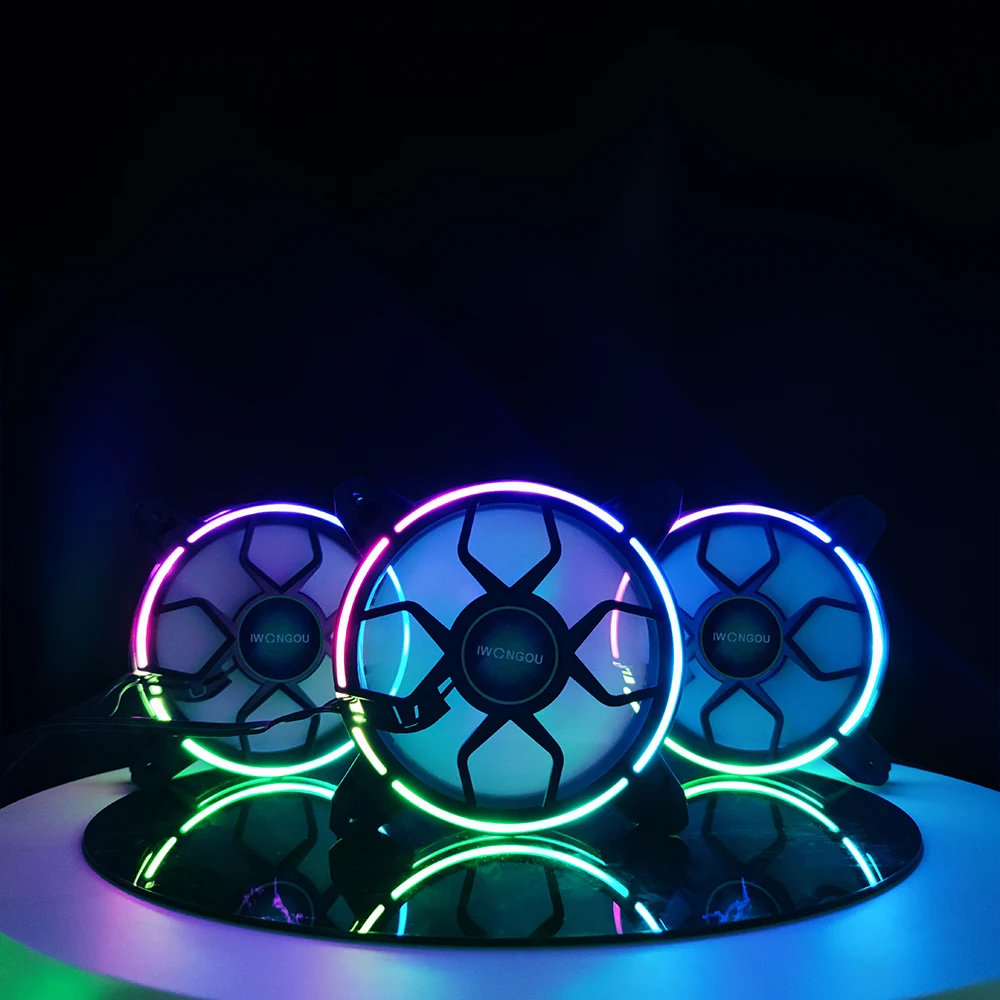 IWONGOU RGB вентилятор для ПК 120 мм контроллер 12 В Aura Sync охлаждающий Halo ARGB Регулируемая