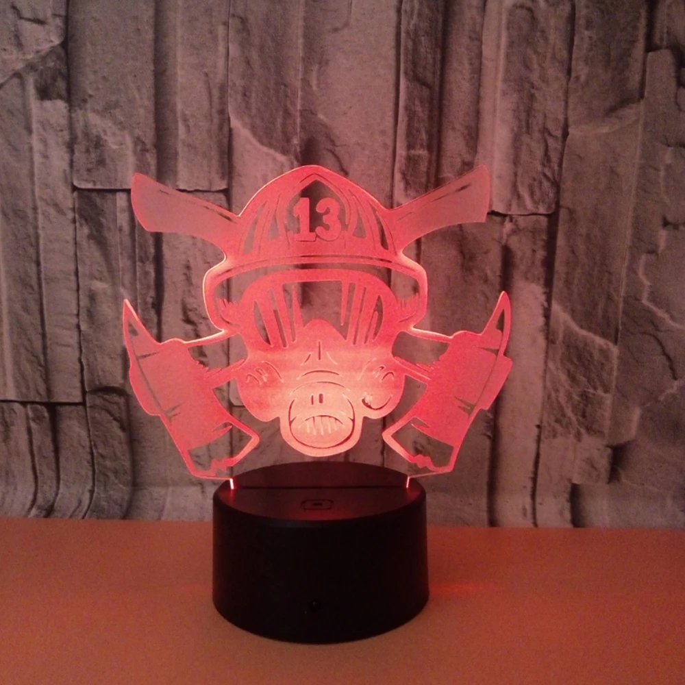 

Fire Mask 3d Visual Illusion LED Lampc Acrylic Night Light 7 Color Changing Touch Table Bulbing Room Lamp for Home Decor