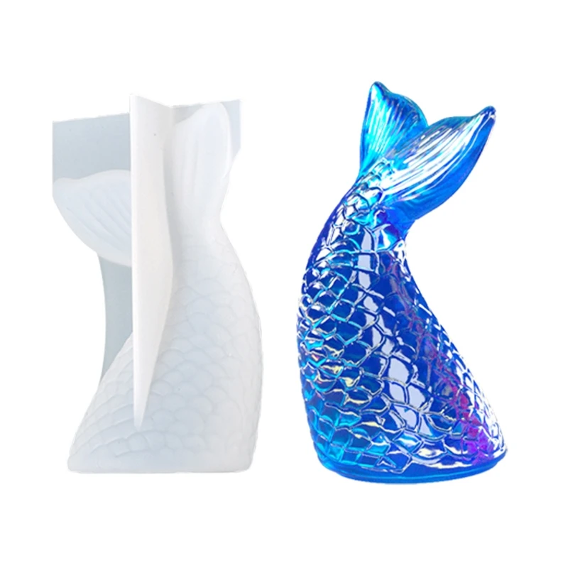 

69HB Mer-maid Fish Tail Shape Mold Pendant Resin Silicone Epoxy Resin Mold Craft for Jewelry Making Home Decoration