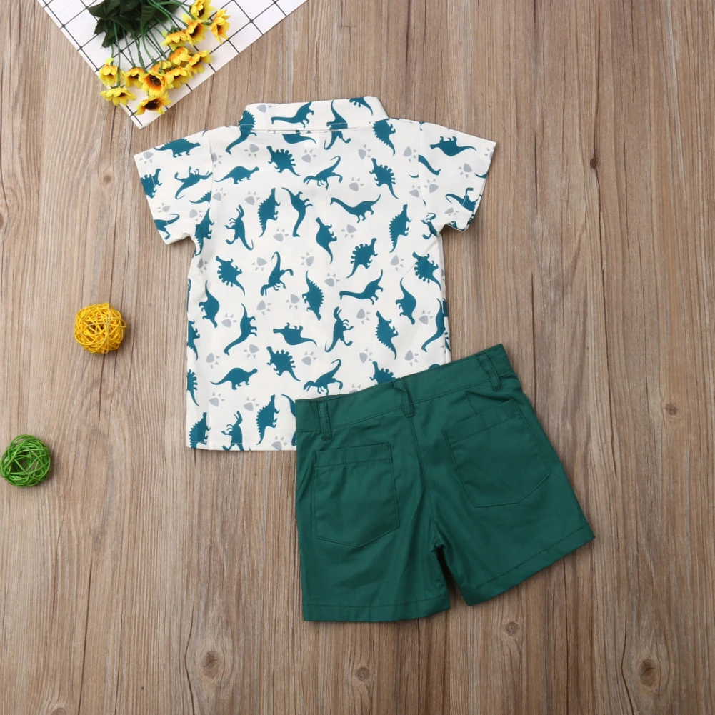 CA Toddler Infant Baby Boys 6M-5T Summer Clothes Dinosaur Tops Shorts Pants Outfit Set