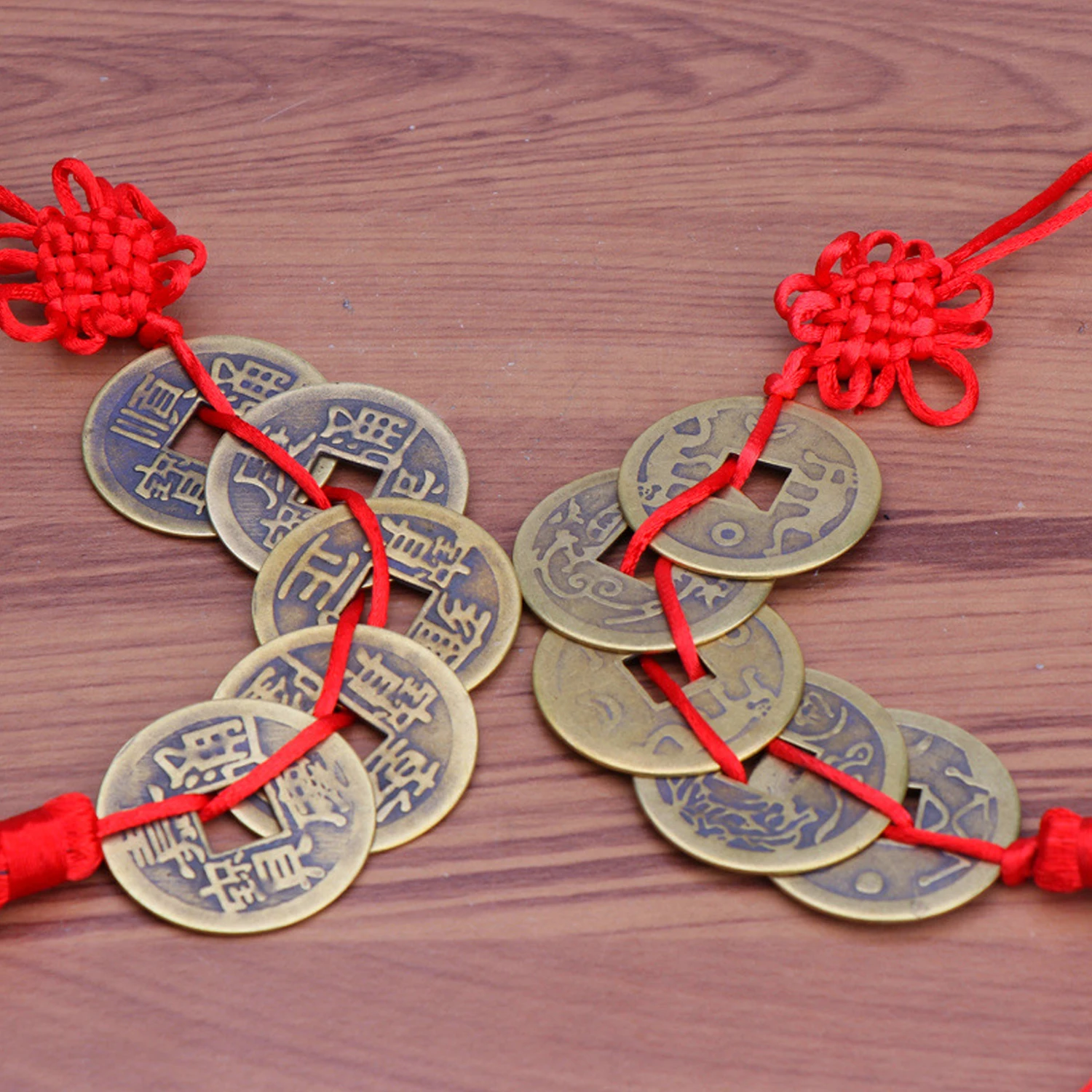Besegad Handmade Chinese Knot Tassel Pendant with 5pcs Feng Shui Coins Wealth Success Lucky Charm Home Car Hanger Decors |