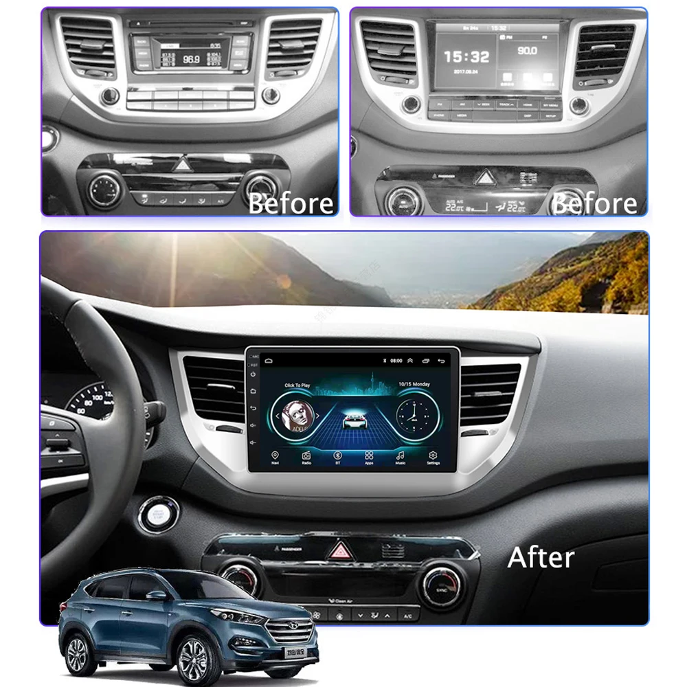 Для Hyundai Tucson 2015 2016 2017 2018 2.5D 9 дюймовый экран Android 8 1 автомобильный радиоприемник с
