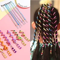 kids styling hair tools accessories girl trend long braided rope clip on hair headband curling wig ties ponytail holder hairband