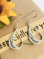 engrave name 925 silver drop shaped earrings custom any name earrings drop earrings mothers day gift