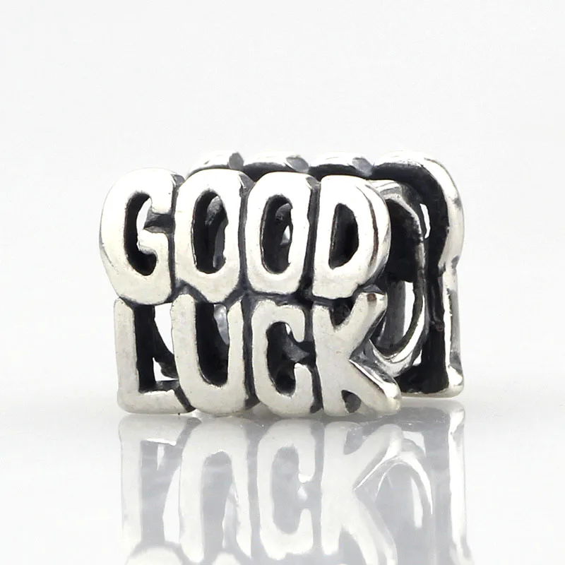 Натуральная 925 пробы серебро удачи очарование Бисера Подходит Европейский 3 0 мм