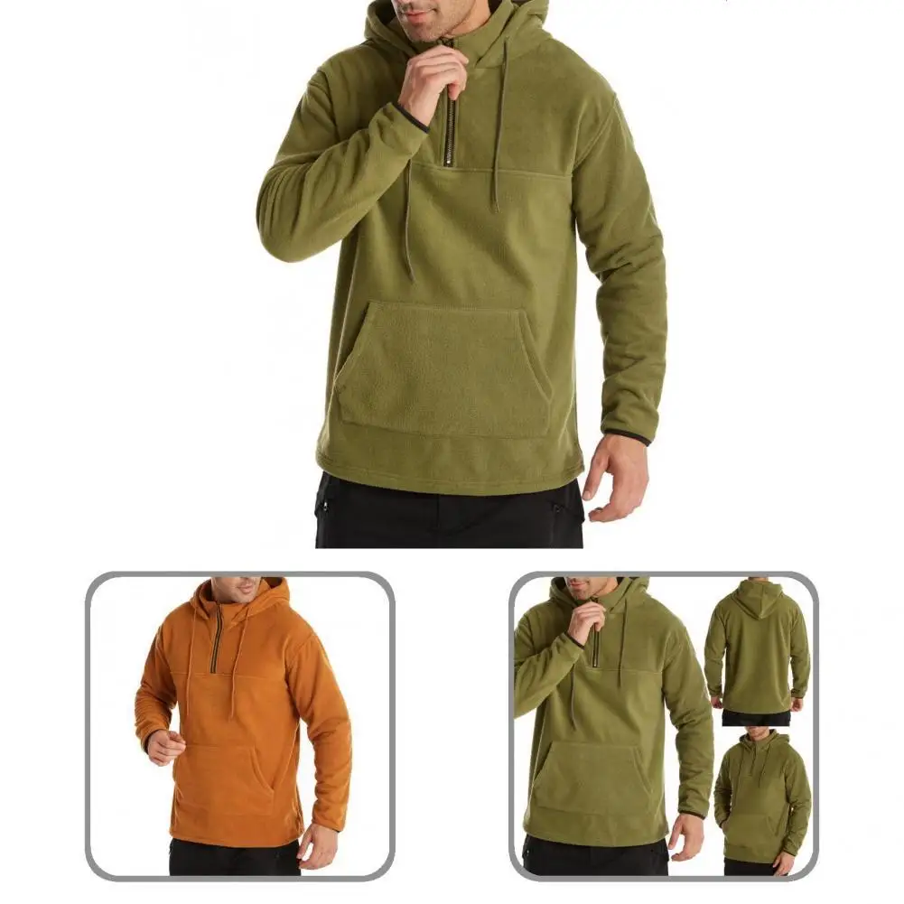 

Autumn Winter Stylish Pure Color Zipper Sweatshirt Simple Men Sweatshirt Hooded for Travel