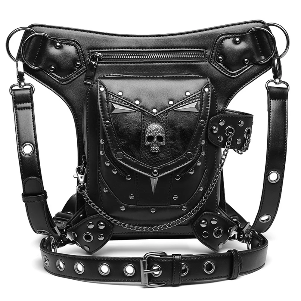 

Vintage Steampunk Bag For Women 2021 Punk Retro Rock Gothic Shoulder Bag Men Motor Biker Waistbags Packs Victorian Style Leg Bag