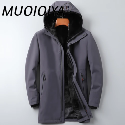 

MUOIOYIA Real Natural Mink Fur Liner Coat Men Winter Thick Long Casaul Jacket Warm Hooded Coats 2022 New Parkas Clothes WPY4429