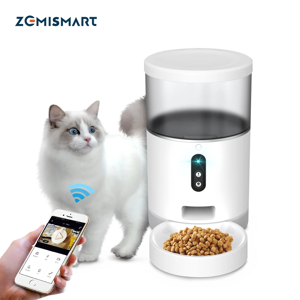Фото Zemismart Tuya WiFi 4L умный питатель для домашних животных с HD видео автоматическим