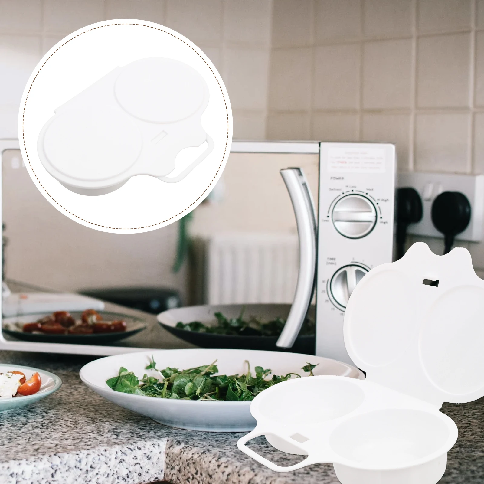 

1 Pair Microwave Egg Steamers Plastic Microwaveable Egg Poachers (White)