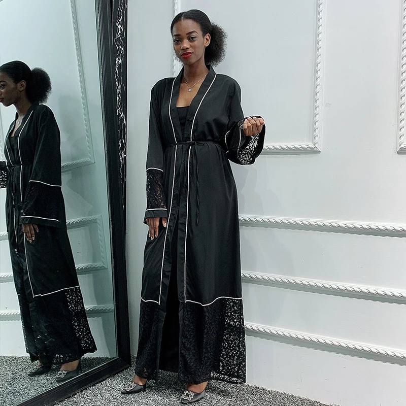 Женский кардиган Siskakia черный кружевной в стиле пэчворк африканском на Ближнем