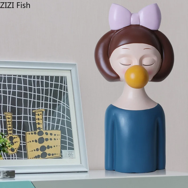 

European Resin Bubble Girl Decoration Cute Creative Girl Half Body Sculpture Holiday Christmas Present Girls Room Decoration