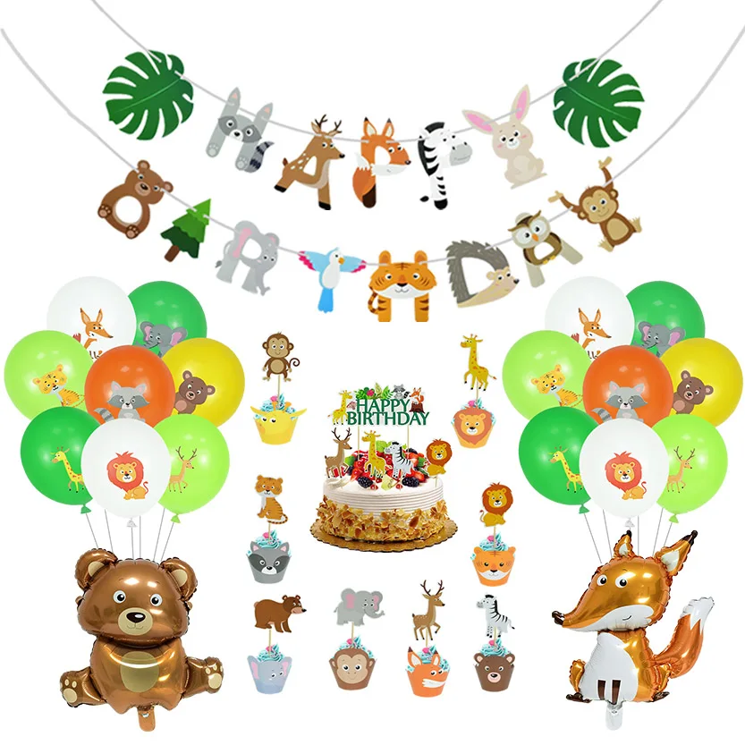 

Jungle Animal Party Disposable Party Tableware Sets Kids Birthday Safari Party Decor Baby Shower Forest Theme Party Supplies