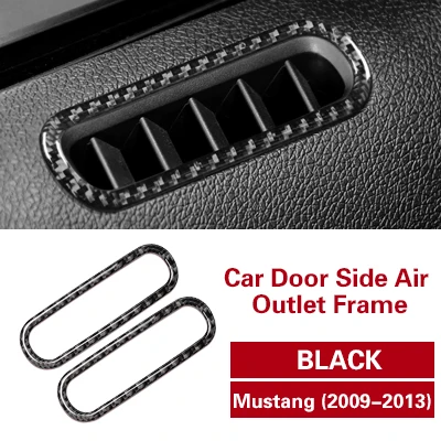 Black Для Ford Mustang 2009-2013 украшение салона автомобиля углеродное волокно двери автомобиля кондиционер Выход вентиляционные наклейки для авто Крышка отделка - Название цвета: Black