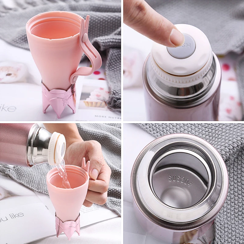 304 Портативные термос из нержавеющей стали Изолированные чашки милая корона