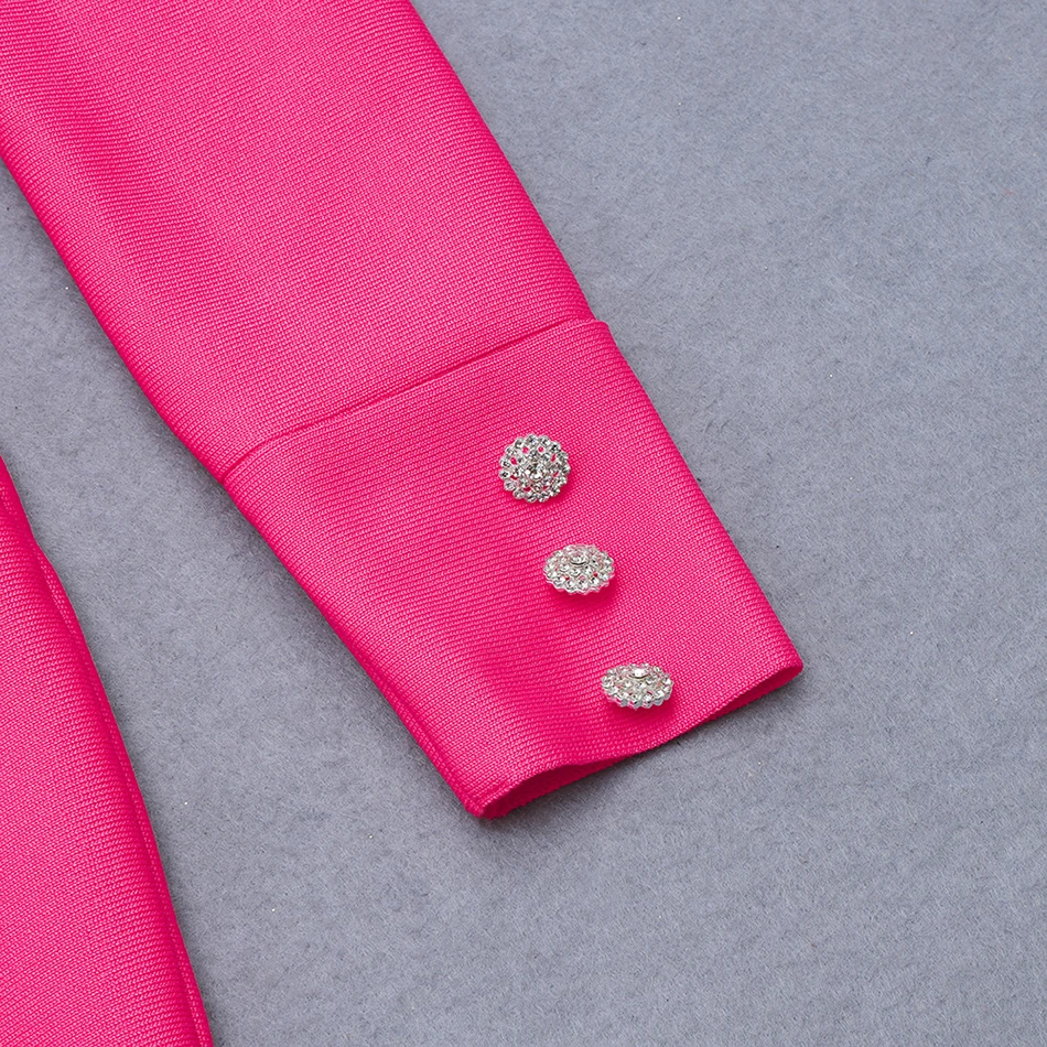 

2021 New Women'S Sexy Designer Puffy Long-Sleeved Pink Tight Bandage Dress Fashion Elegant Party Dress Vestidos