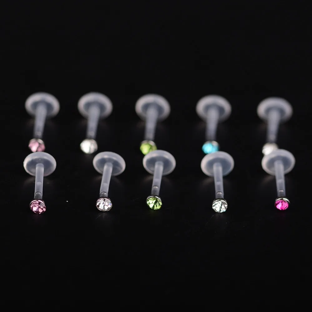 Imixlot 5 шт. Мода Круглый Циркон CZ 316l сталь и PTFE Labret губы бар кольцо пирсинг для хрящевой части уха Tragus сексуальная девушка ювелирные изделия 16 г