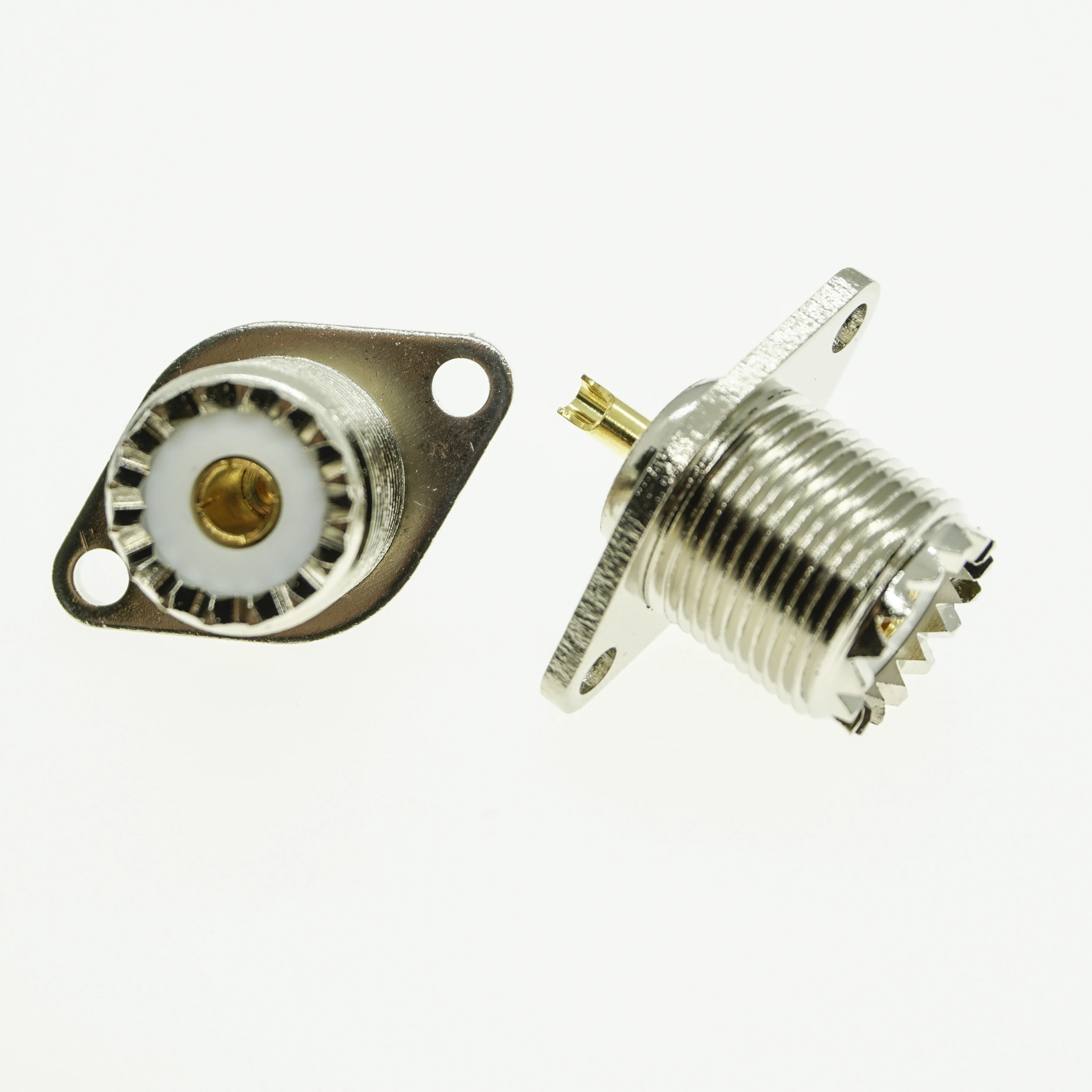 Разъем UHF PL259 SO239 Coax гнездо 2 отверстия фланец панель крепление припой чашка латунь