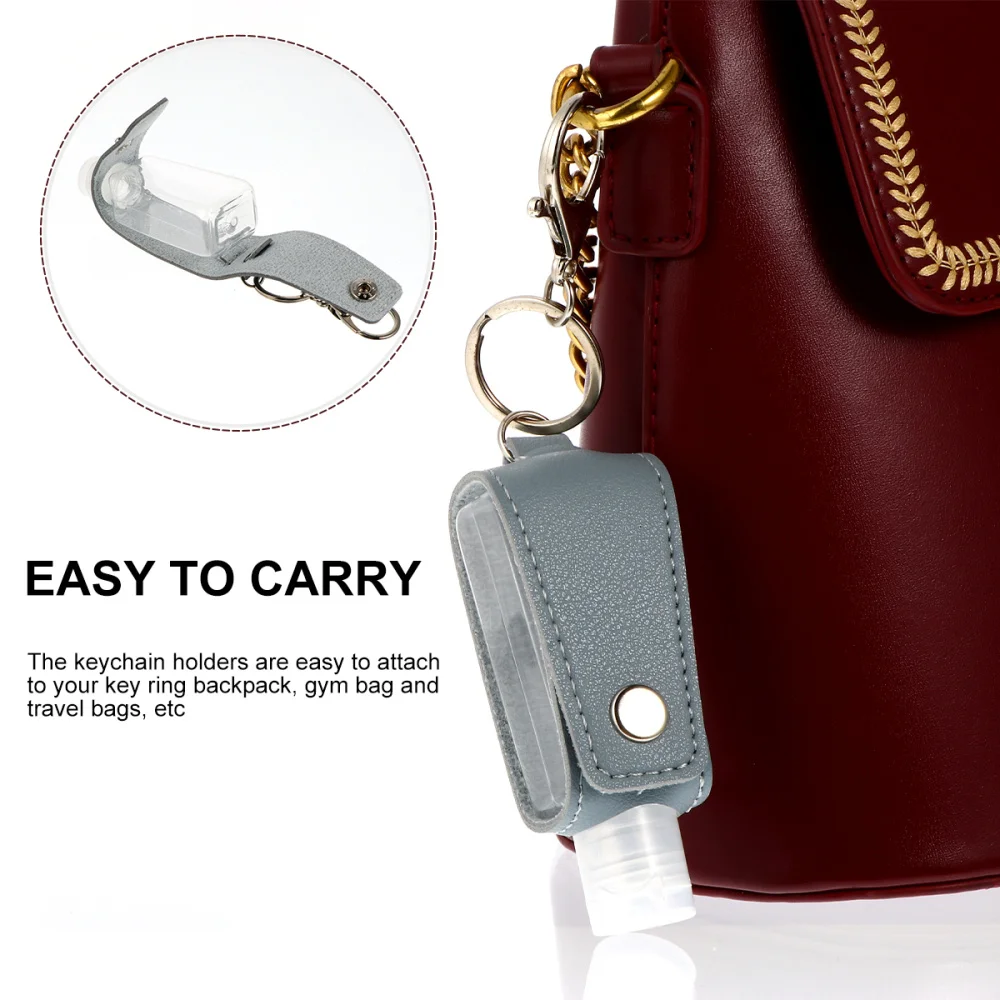 

6Pcs Travel Bottles Keychain Holder Bottles Set Refillable PU Leather Bottles