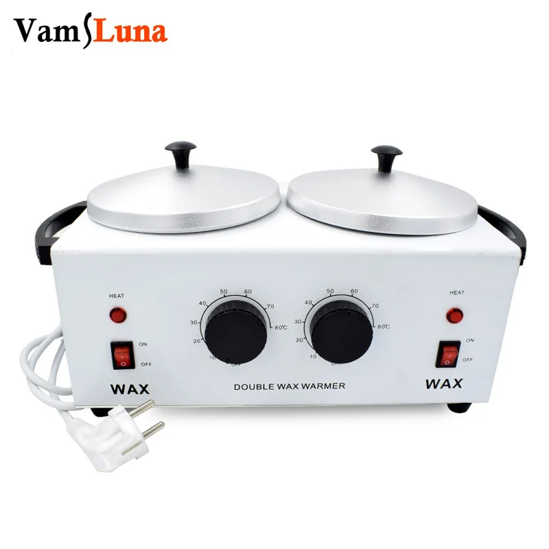 Double Wax Warmer Electric Wax Heater Dual Paraffin Hot Hair Removal Tool Facial Skin SPA Equipment with Adjustable Temperature