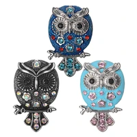 new ginger snap jewelry antique crystal owl snap buttons fit 18mm snap button charms bracelets diy jewelry vn 2068