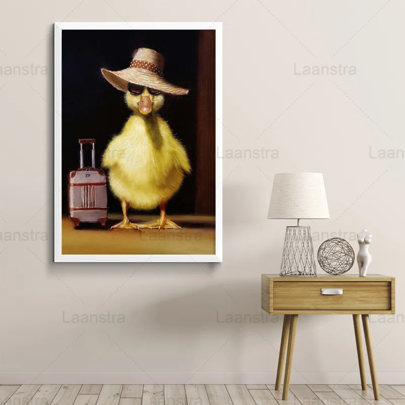 

Canvas Painting Travelling Little Duck Poster and Print Nordic Mural Art Fashion Decoration Pictures Home Living Room Bedroom