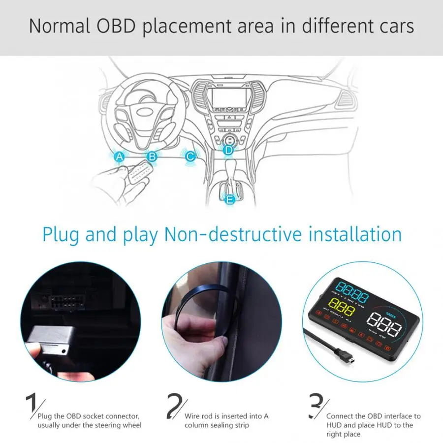 Автомобильный прибор для диагностики автомобиля A9 HUD универсальная система ODB2