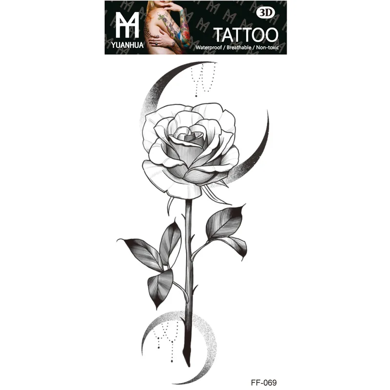 Водостойкая временная татуировка наклейка с рисунком розы лотоса переводная