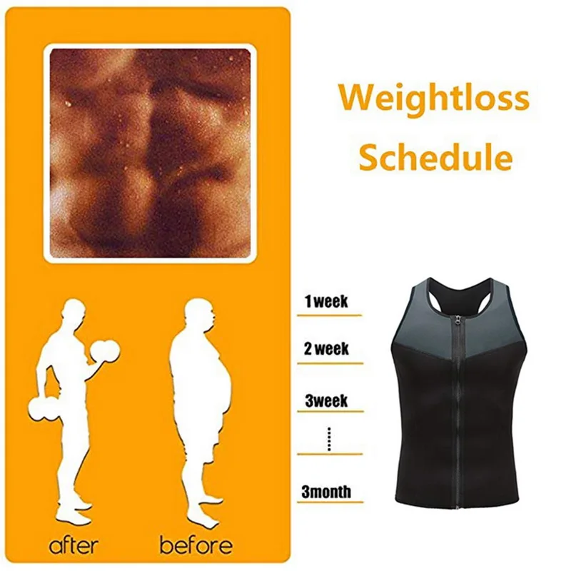 

tank top men Sauna vest bodybuilding clothes Sweaty Waist Trainer fitness Workout Gym Neoprene Zipper Vest bodyshaper vest