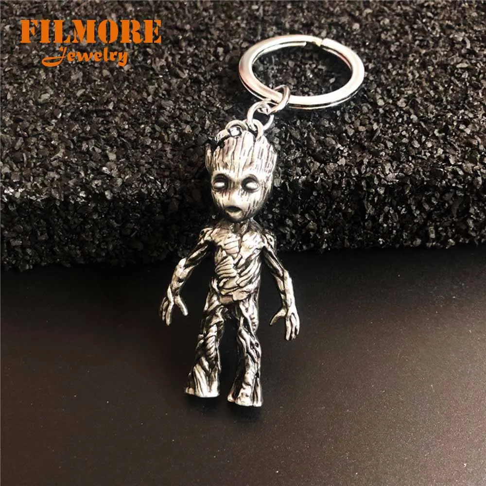 Брелок для ключей стражи Галактики фигурка дерева Мужская игрушка 3D брелок с