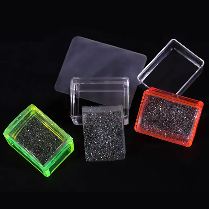 Силиконовый стемпер для ногтей прямоугольный флуоресцентный зеленый розовый