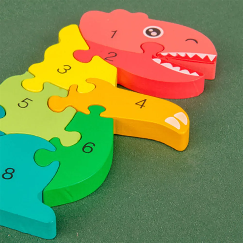 Деревянные пазлы детская головоломка раннее образование деревянный динозавр