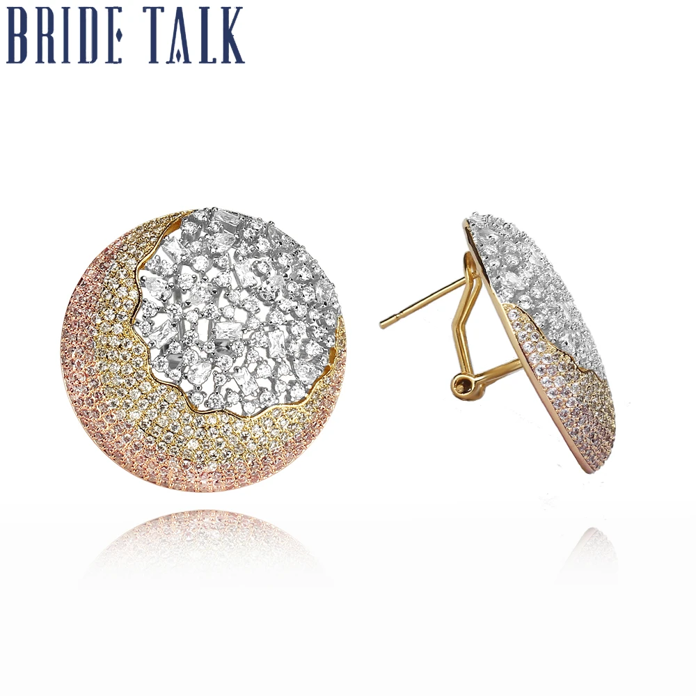 

Bride Talk Unique Cute Mushroom Shaped Full Micro Pave Cubic Zirconia Earrings For Women Engagement Banquet Dating Jewelry Gifts