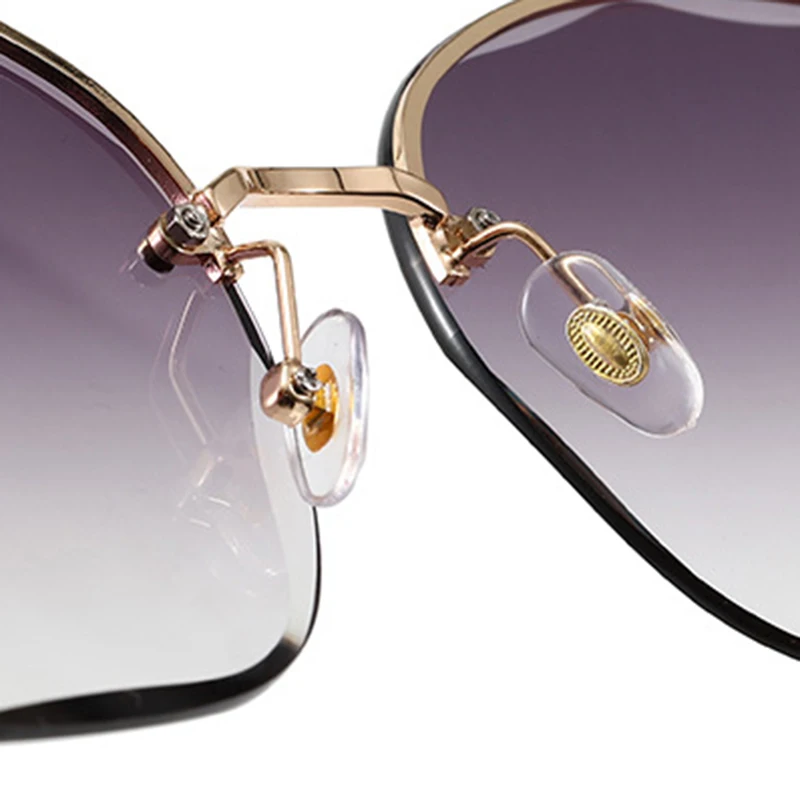 

2021 New Fashion Brand Design Vintage Half-rim Sunglasses Women Men Retro Cutting Lens Gradient Sun Glasses Female UV Gradient
