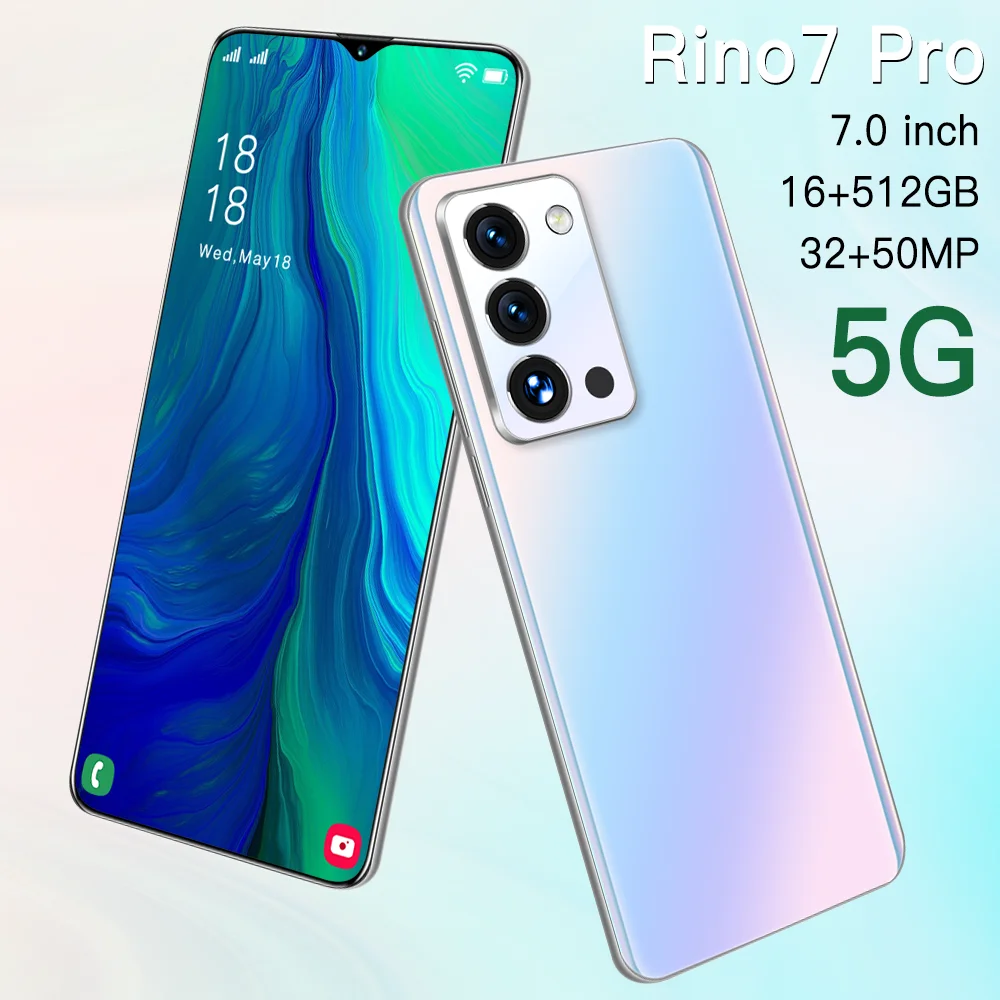 

SANSUMG Undefined Smart Phone Rino7 Pro 5G Network Dual SIM Mobile Phone 16+512G Snapdragon888 7.0Inch HD Screen Deca Core Phone